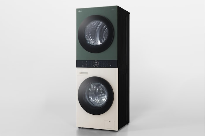 LG 洗13公斤+乾10公斤 Objet Collection WashTower™ AI 智控洗乾衣機｜熱泵除濕｜石墨綠+雪霧白, WD-S1310GB