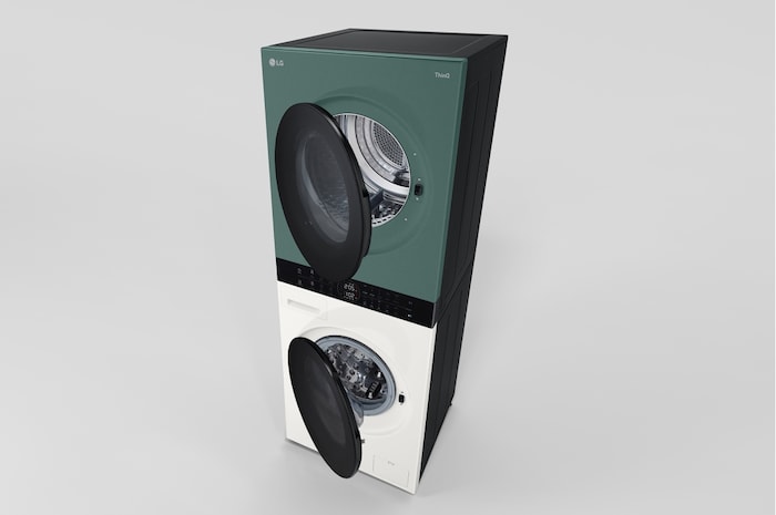 LG 洗13公斤+乾10公斤 Objet Collection WashTower™ AI 智控洗乾衣機｜熱泵除濕｜石墨綠+雪霧白, WD-S1310GB