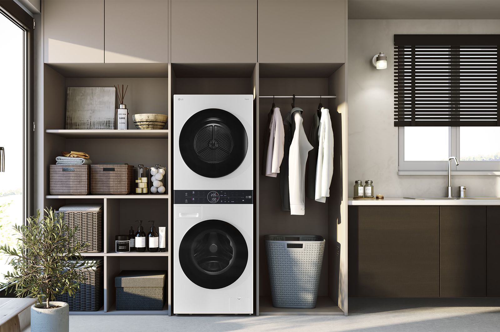 LG 洗13公斤+乾10公斤 WashTower™ AI 智控洗乾衣機｜熱泵除濕｜冰瓷白, WD-S1310W
