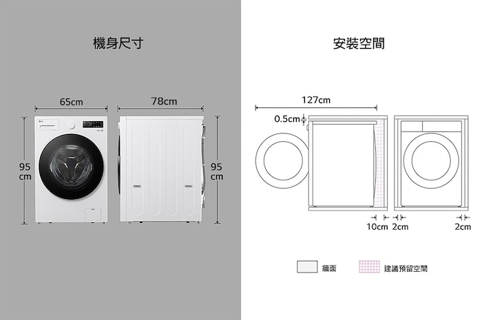 LG 18公斤滾筒洗衣機|雲霧白|AI DD™ 蒸洗脫, WD-S18NW