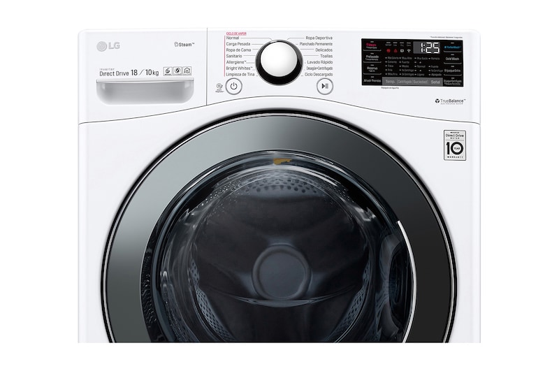 LG 蒸氣滾筒洗衣機 (蒸洗脫烘)｜洗衣18公斤+烘衣10公斤 (冰磁白), WD-S18VBD