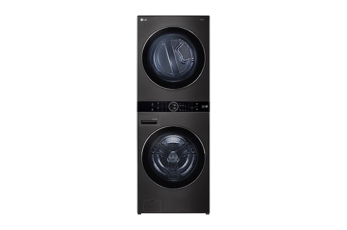 洗19公斤+乾16公斤 WashTower™ AI 智控洗乾衣機|熱泵除濕|尊爵黑, WD-S1916B 正視圖