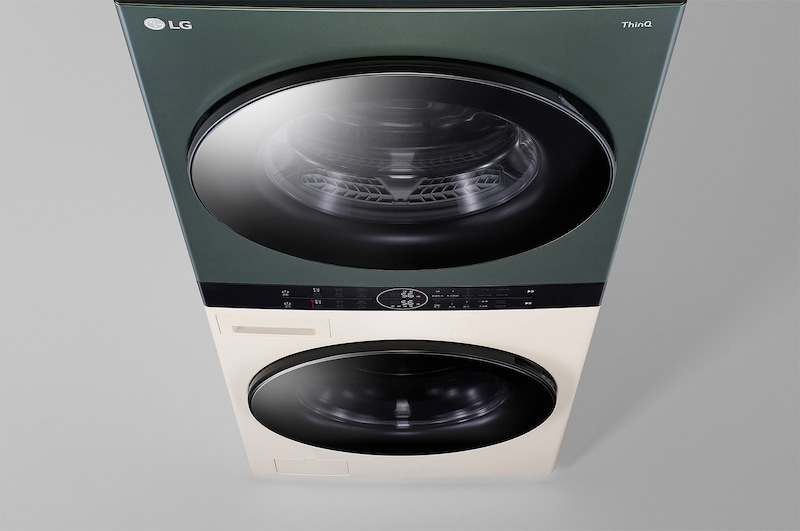 LG 洗19公斤+乾16公斤 Objet Collection WashTower™ AI 智控洗乾衣機｜熱泵除濕｜自然綠+雪霧白, WD-S1916JGB