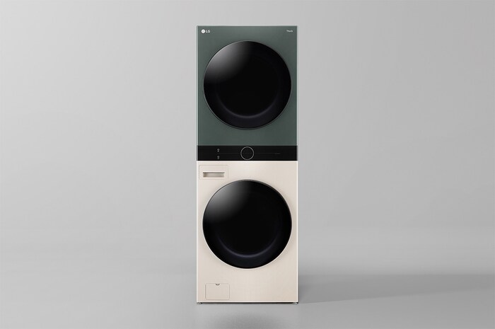 LG 洗19公斤+乾16公斤 Objet Collection WashTower™ AI 智控洗乾衣機｜熱泵除濕｜自然綠+雪霧白, WD-S1916JGB