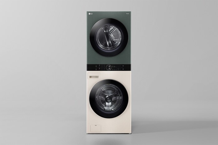 LG 洗19公斤+乾16公斤 Objet Collection WashTower™ AI 智控洗乾衣機｜熱泵除濕｜自然綠+雪霧白, WD-S1916JGB