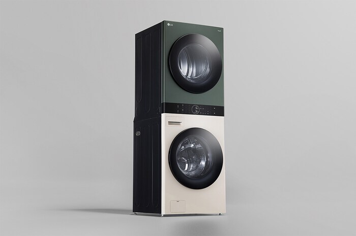 LG 洗19公斤+乾16公斤 Objet Collection WashTower™ AI 智控洗乾衣機｜熱泵除濕｜自然綠+雪霧白, WD-S1916JGB