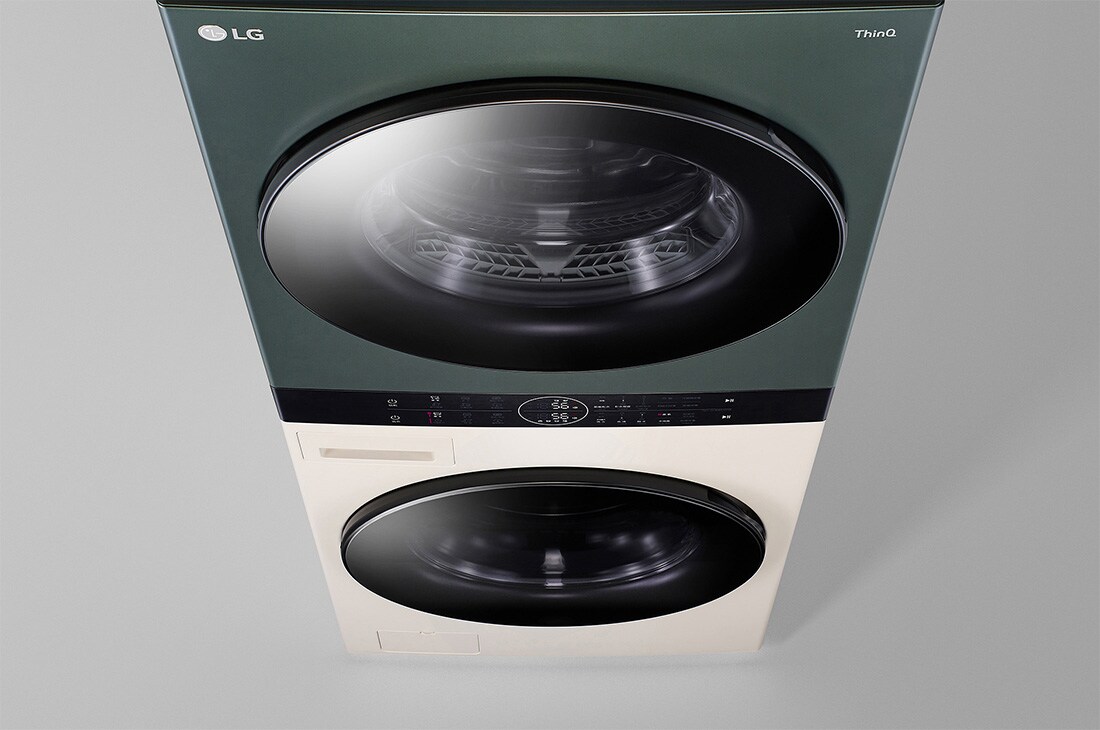 LG 洗19公斤+乾16公斤 Objet Collection WashTower™ AI 智控洗乾衣機｜熱泵除濕｜自然綠+雪霧白, WD-S1916JGB