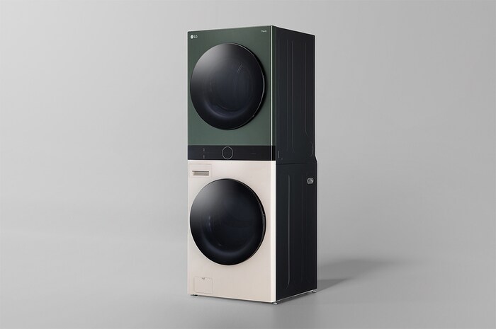 LG 洗19公斤+乾16公斤 Objet Collection WashTower™ AI 智控洗乾衣機｜熱泵除濕｜自然綠+雪霧白, WD-S1916JGB