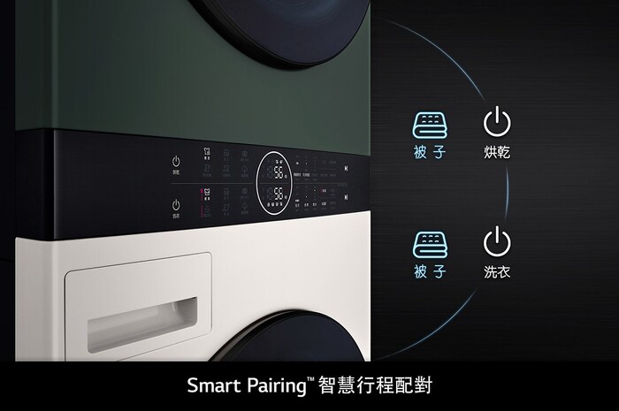 LG 洗19公斤+乾16公斤 Objet Collection WashTower™ AI 智控洗乾衣機｜熱泵除濕｜自然綠+雪霧白, WD-S1916JGB