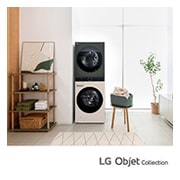 LG 洗19公斤+乾16公斤 Objet Collection WashTower™ AI 智控洗乾衣機｜自然綠+雪霧白, WD-S1916JGB