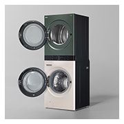 LG 洗19公斤+乾16公斤 Objet Collection WashTower™ AI 智控洗乾衣機｜自然綠+雪霧白, WD-S1916JGB