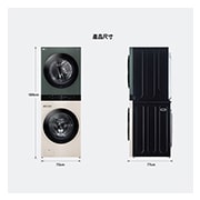LG 洗19公斤+乾16公斤 Objet Collection WashTower™ AI 智控洗乾衣機｜自然綠+雪霧白, WD-S1916JGB