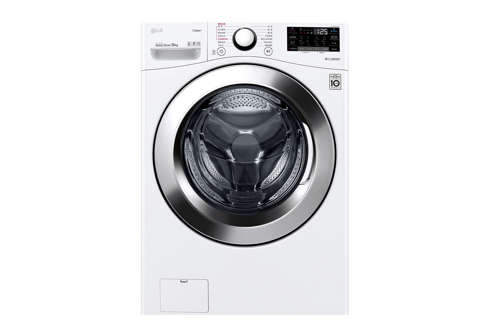 LG 蒸氣滾筒洗衣機 (蒸洗脫)&#xff5c;19公斤 WD-S19VBW 正視圖