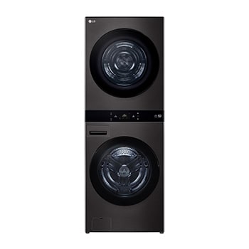 洗 19/乾 17 公斤 LG WashTower™ 黑色鋼 - 一體式機身，Center Control™，AI DD™ WD-S2220B.ABLBTST的前視圖