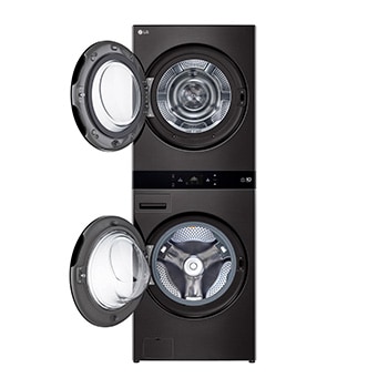 LG WashTower™ 打開狀態的前視圖