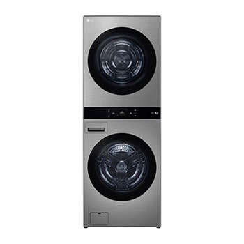 洗 19/乾 17 公斤 LG WashTower™ 黑色鋼 - 一體式機身，Center Control™，AI DD™ WD-S2220VM.ASSBTST的前視圖