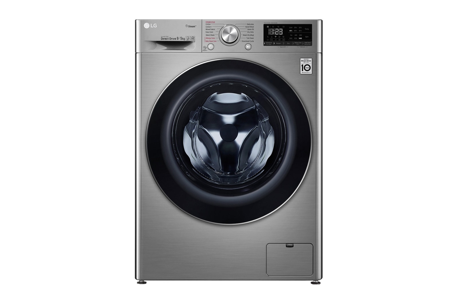 LG 蒸氣滾筒洗衣機 (蒸洗脫烘)&#xff5c;洗衣9公斤&#43;烘衣6公斤 WD-S90VDS 正視圖