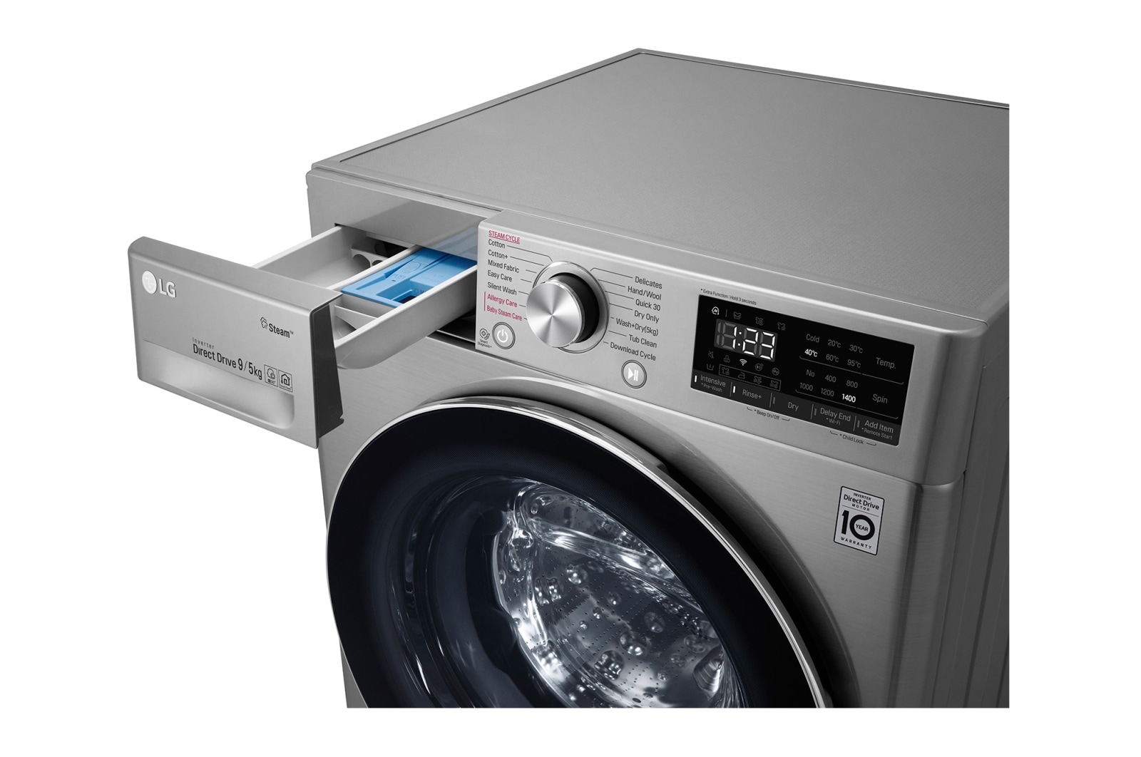 LG 蒸氣滾筒洗衣機 (蒸洗脫烘)｜洗衣9公斤+烘衣6公斤, WD-S90VDS