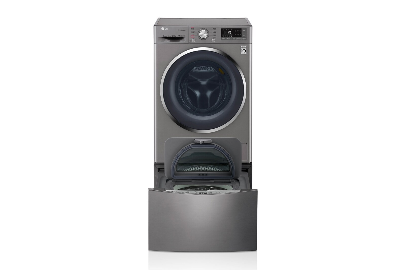 WiFi TWINWash 雙能洗 (蒸洗脫)星辰銀/ 10.5公斤&#43;2公斤洗衣容量 WD-TWS105CV TWINWash 正視圖