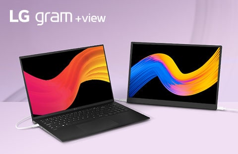 LG gram +view - 使用 USB Type-C™ 連接即可輕鬆設定雙顯示器。