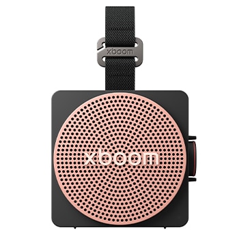 An example of the front view xboom mini grille pink with xboom mini black