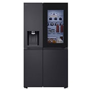 Front view of 628L, InstaView™ American Style Fridge Freezer, Black GSXE81EVBE