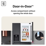 628L, InstaView™ American Style Fridge Freezer, Black