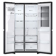 628L, InstaView™ American Style Fridge Freezer, Black