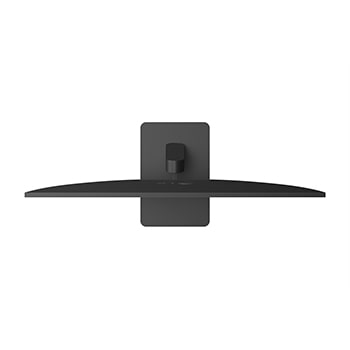 Top-down rear view of LG monitor showing slim panel profile and stand mount.