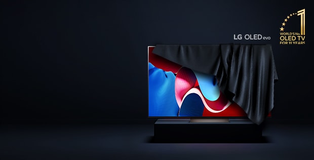 lg 2024 oled tv unveiled with black cover over it