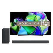 Front view of LG OLED C3 83" TV & S60Q Soundbar OLED83C34LA.S60Q