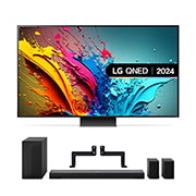 Front view of LG QNED86 75&#34; TV &amp; US70TR Soundbar &amp; BT5 bracket 75QNED86S70.1P
