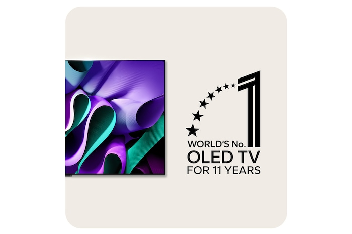 Side view of LG OLED TV, OLED M4 SINGATURE on a stand