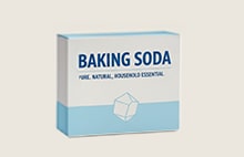 Box of baking soda for cleaning use.