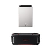 Front view of LG CineBeam S Mini UST Projector, 4K UHD, 3-ch RGB Laser, 450,000:1 Contrast, Max. 100" screen size, White - PU615U