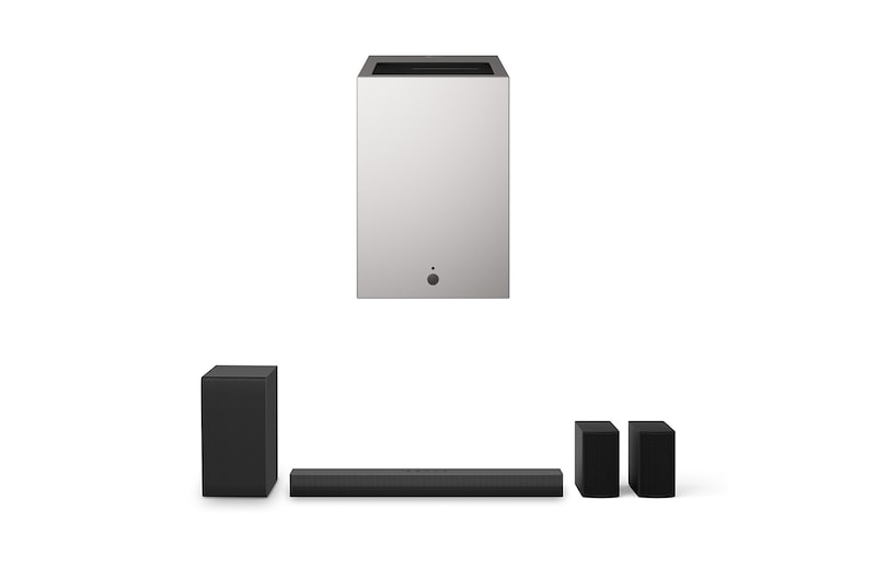 Front view of LG CineBeam S Mini UST Projector, 4K UHD, 3-ch RGB Laser, 450,000:1 Contrast, Max. 100" screen size, White - PU615U