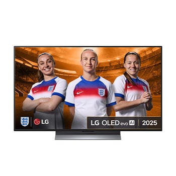 Front view of 48 Inch LG OLED evo AI G5 4K Smart TV 2025 - Stand version OLED48G56LS