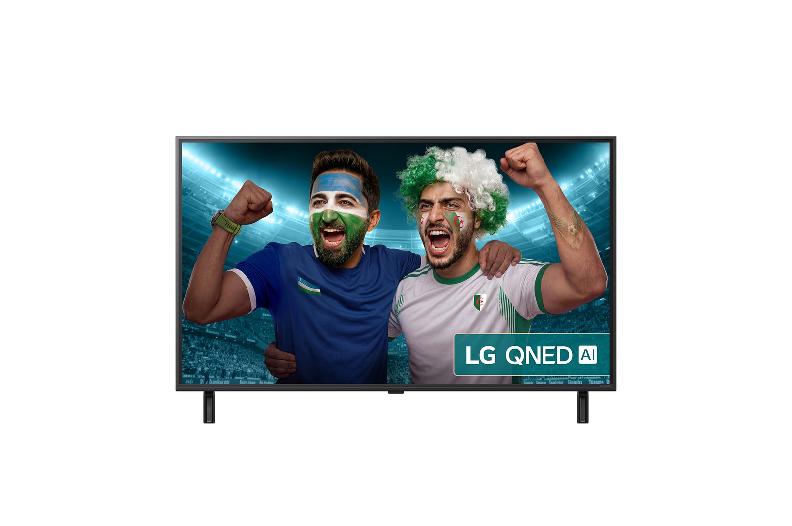 Front view of 43 inch LG QNED AI QNED80 4K Smart TV 2025 43QNED80A6A
