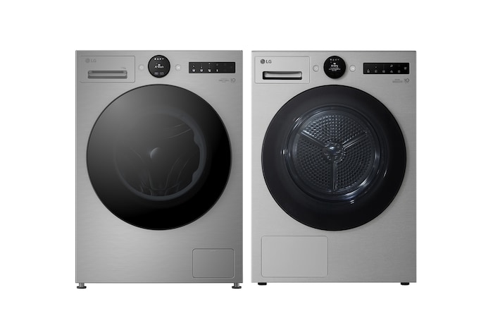 Front view of 13kg AI Direct Drive Washing Machine, Silver, F4X7013TSB