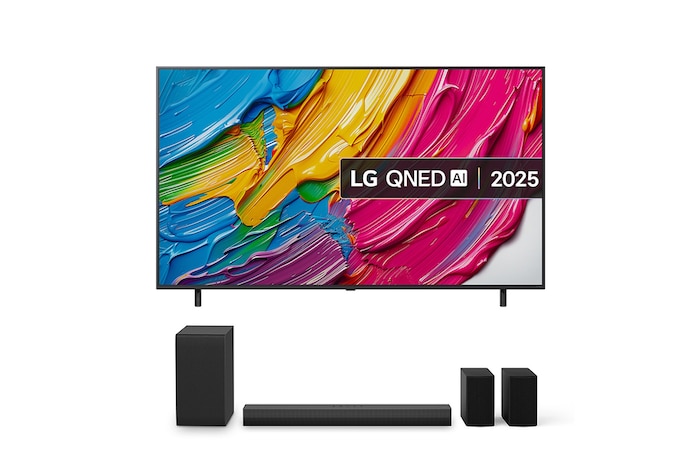 Front view of 65 inch LG QNED AI QNED8E MiniLED 4K Smart TV 2025 65QNED8EA6B