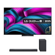 Front view of 83 inch LG OLED AI C5E & USC9S Soundbar Bundle OLED83C5ELA.USC9S1