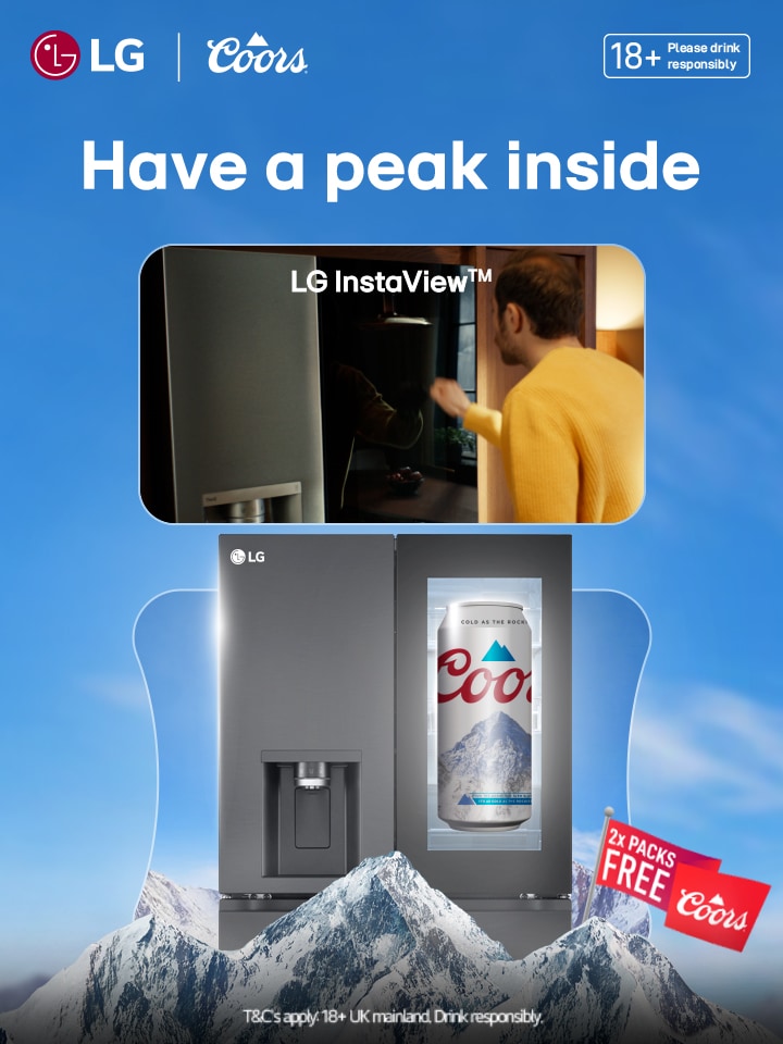 LG InstaView Fridge being used, another below with Coors Beer inside