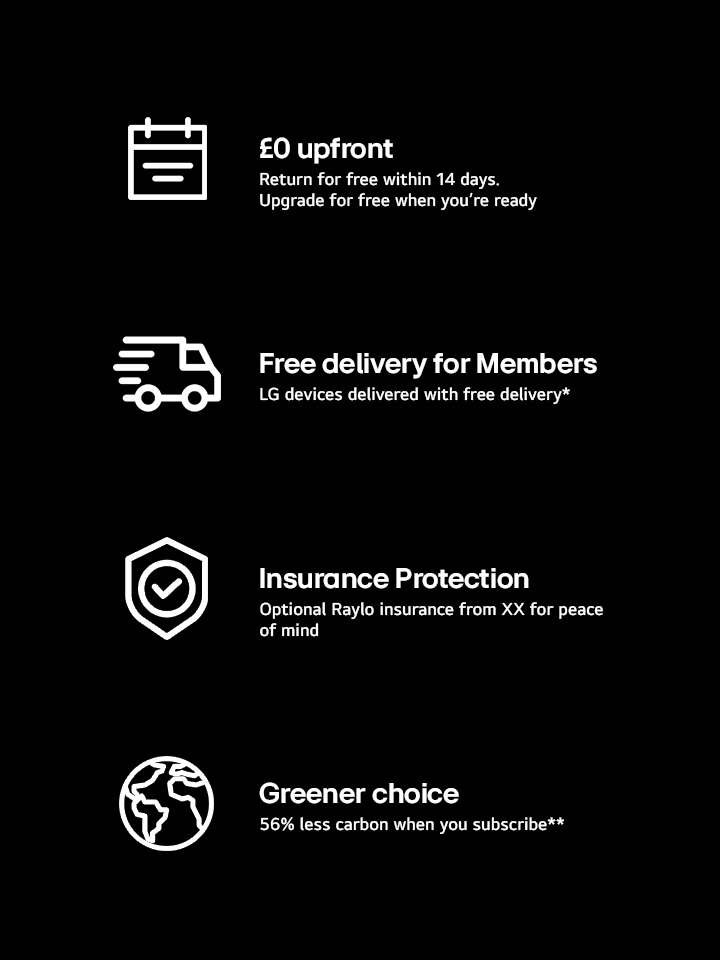 4 icons to show benefits of LG flex