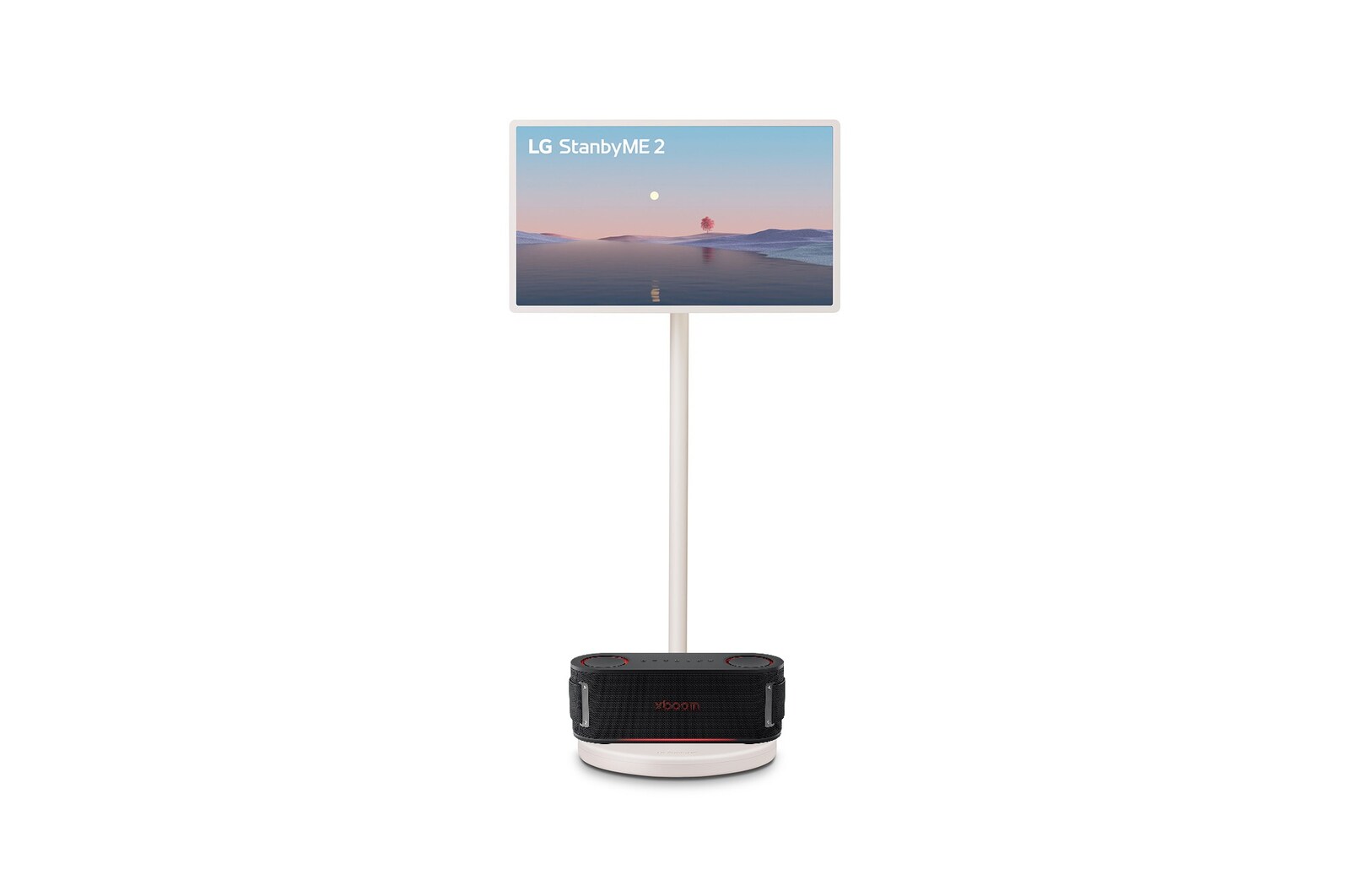 Front view of StanbyME Screen & LG xboom Bounce Speaker Bundle 27LX6TDGA.BOUNCE