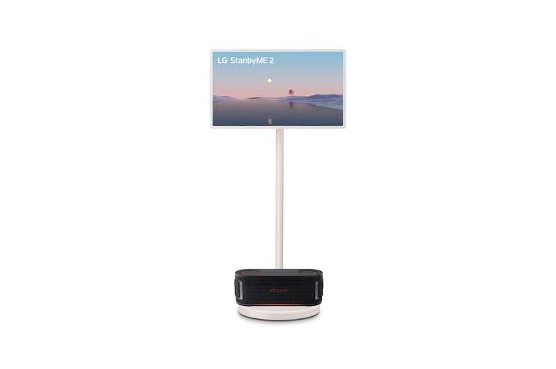 Front view of StanbyME Screen & LG xboom Bounce Speaker Bundle 27LX6TDGA.BOUNCE