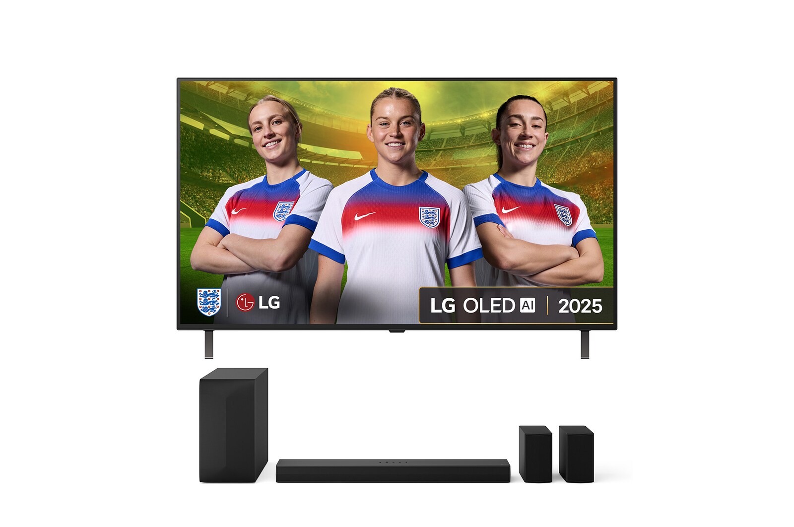 Front view of 48 inch LG OLED AI B5 + US60TR Soundbar Bundle OLED48B56LA.US60TR