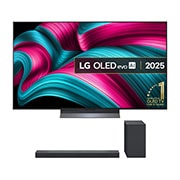 Front view of 55 inch LG OLED AI C5 + USC9S Soundbar Bundle OLED55C55LA.USC9S