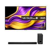 Front view of LG OLED evo AI G5 4K Smart TV. 12 Years of world number 1 OLED emblem and LG OLED evo AI 2025 logo are on the screen.