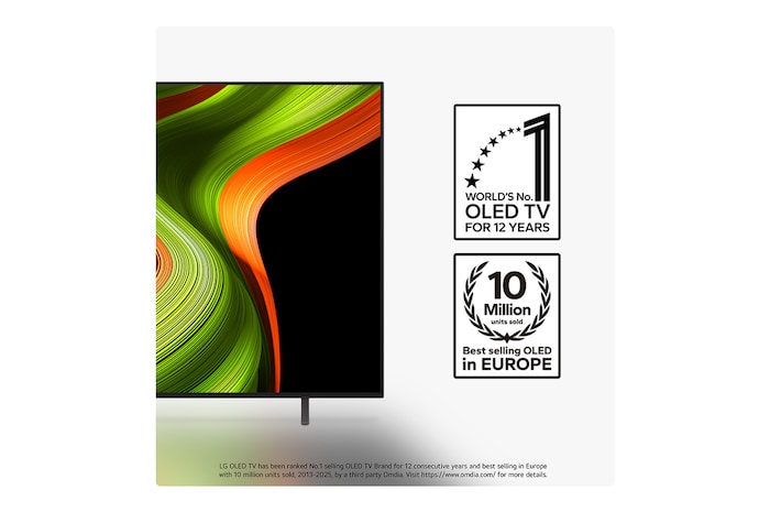 Colorful parrot in ultra-high definition against a black background. Water drops are suspended in the air all around it. The image showcases Perfect Color as each different hue on the parrot's body is vibrant and vivid. The dark background with the detailed water splashes also highlights how the screen is reflection-free. Different logo certifications from UL and Intertek are visible. These refer 