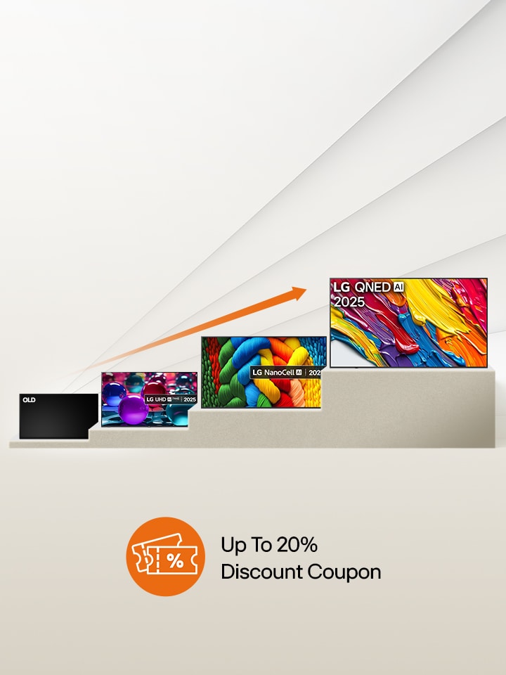 Upgrade to larger LG TV models and enjoy bigger savings, with discounts increasing by screen size.
